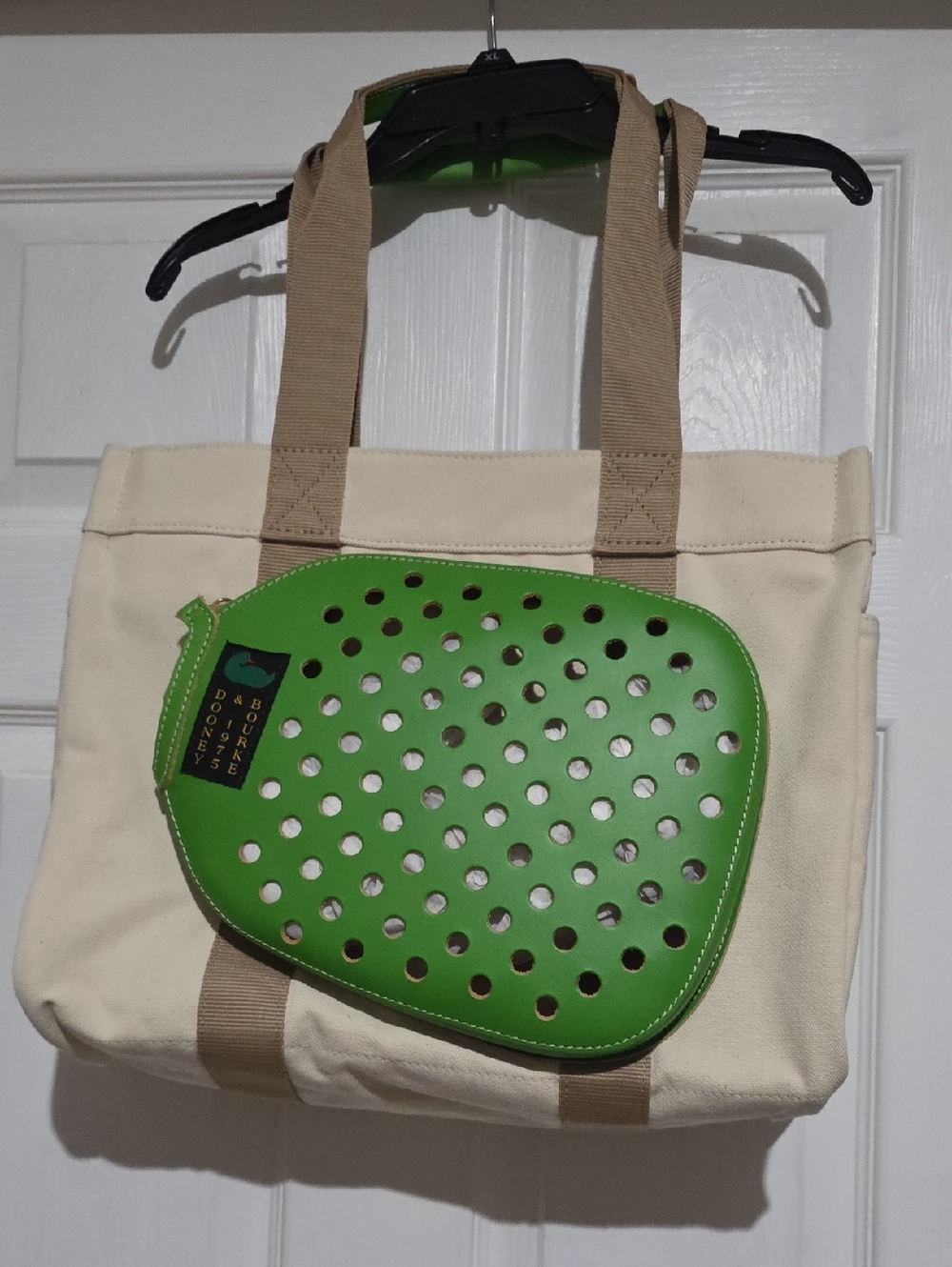 Dooney & Bourke Canvas Pickleball Tote with Green Perforated Pouch